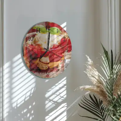 Hodiny s fotkou skleněné kulaté Ovoce