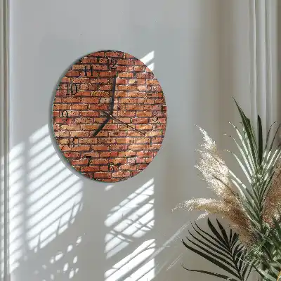 Kulaté skleněné hodiny na zeď Cihlová zeď