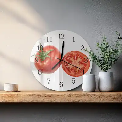 Hodiny s fotkou skleněné kulaté Rajčata