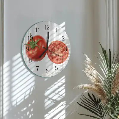 Hodiny s fotkou skleněné kulaté Rajčata