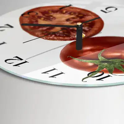Hodiny s fotkou skleněné kulaté Rajčata
