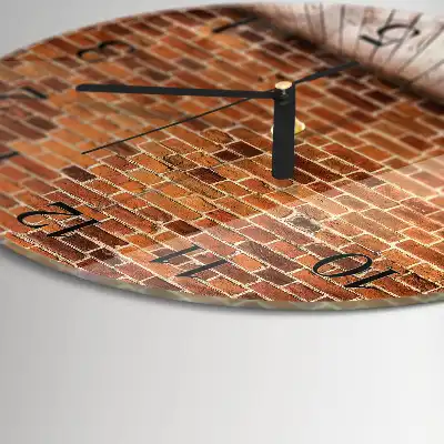 Kulaté skleněné hodiny na zeď Cihlová zeď
