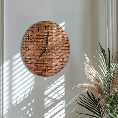 Kulaté skleněné hodiny na stěnu Cihly