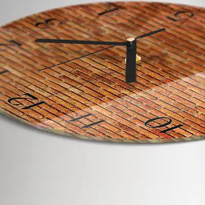 Kulaté skleněné hodiny na stěnu Cihly
