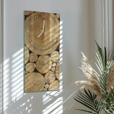 Nástěnné hodiny skleněné svislé Dřevo