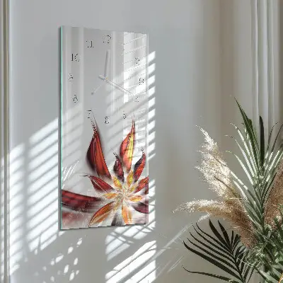 Svislé skleněné hodiny na stěnu Květ