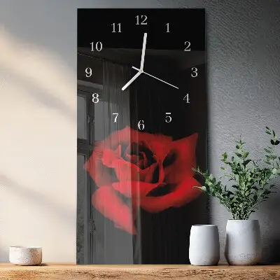 Svislé skleněné hodiny na zeď Růže