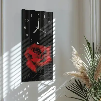Svislé skleněné hodiny na zeď Růže