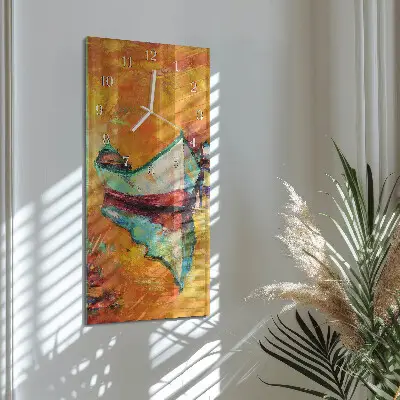 Svislé skleněné hodiny na stěnu Lodž
