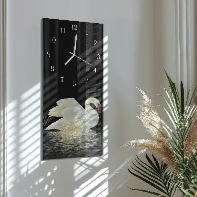 Svislé skleněné hodiny na zeď Labuť