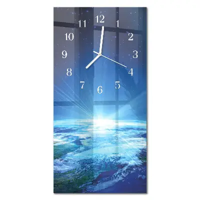 Hodiny s fotkou skleněné svislé Vesmír Země