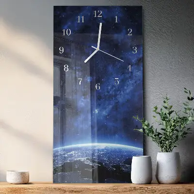 Svislé skleněné hodiny na zeď Kosmos