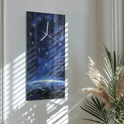 Svislé skleněné hodiny na zeď Kosmos