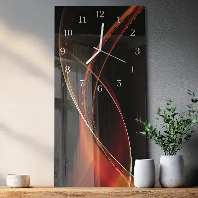 Svislé skleněné hodiny na stěnu Abstraktní linie