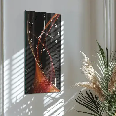 Svislé skleněné hodiny na stěnu Abstraktní linie