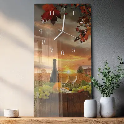 Svislé skleněné hodiny na zeď Vinařská povaha