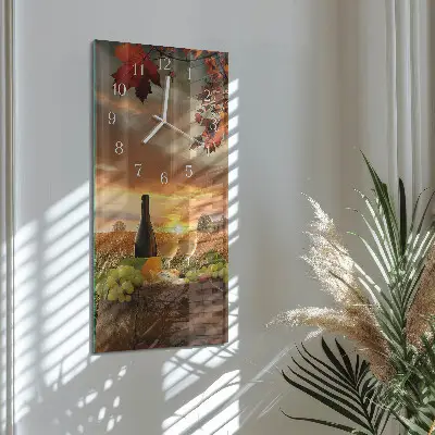 Svislé skleněné hodiny na zeď Vinařská povaha