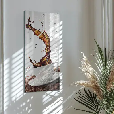 Hodiny s fotkou skleněné svislé Šálek kávy