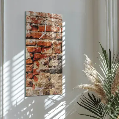 Hodiny na skle svislé Cihlová zeď