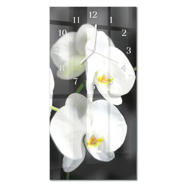 Nástěnné hodiny skleněné svislé Orchidej