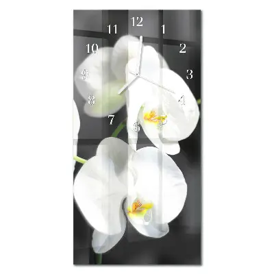 Nástěnné hodiny skleněné svislé Orchidej