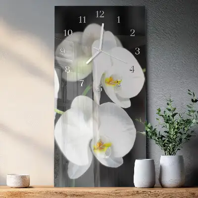 Nástěnné hodiny skleněné svislé Orchidej