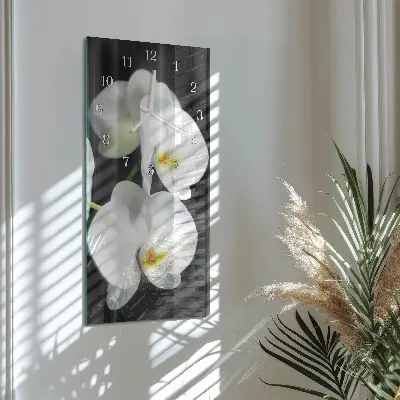 Nástěnné hodiny skleněné svislé Orchidej