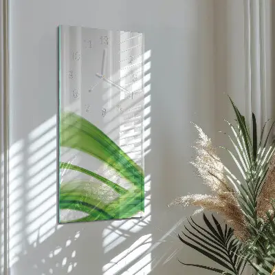 Svislé skleněné hodiny na stěnu Abstraktní vlna