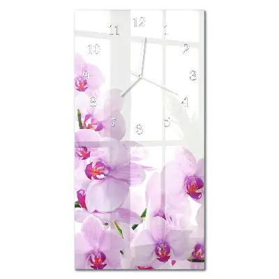 Nástěnné hodiny skleněné svislé Orchideje