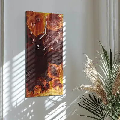 Hodiny na skle svislé Ohnivé květiny