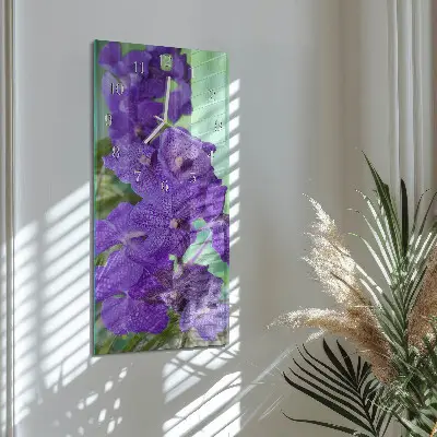 Svislé skleněné hodiny na zeď Květiny