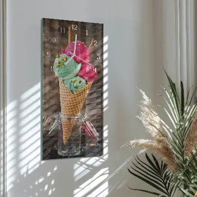 Svislé skleněné hodiny na stěnu Led