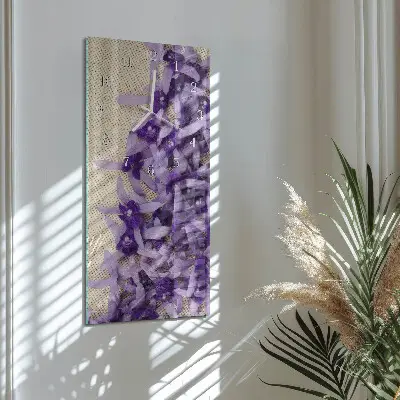 Nástěnné hodiny skleněné svislé Levandule