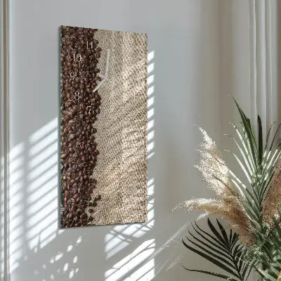 Nástěnné hodiny skleněné svislé Kávová zrna