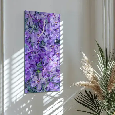 Svislé skleněné hodiny na zeď Květiny