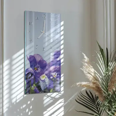 Svislé skleněné hodiny na zeď Květiny