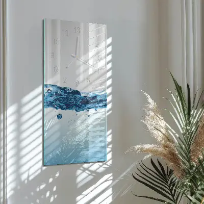 Svislé skleněné hodiny na zeď Voda