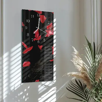 Hodiny na skle svislé Okvětní lístky růží