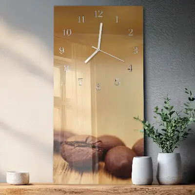 Nástěnné hodiny skleněné svislé Fazole