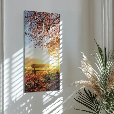 Svislé skleněné hodiny na zeď Lavička v parku