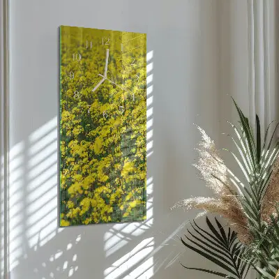 Svislé skleněné hodiny na zeď Pole květin