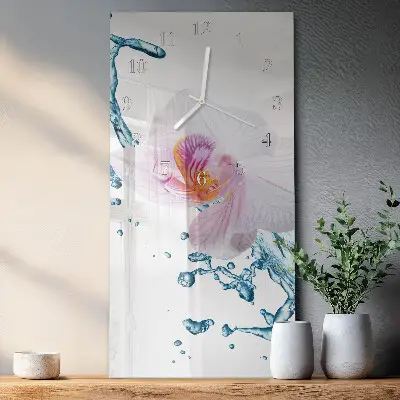 Nástěnné hodiny skleněné svislé Orchidej