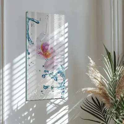 Nástěnné hodiny skleněné svislé Orchidej