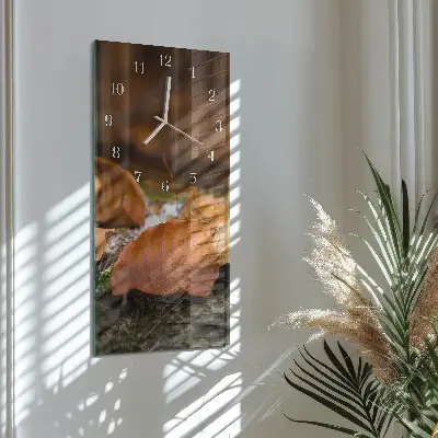 Svislé skleněné hodiny na stěnu Podzim