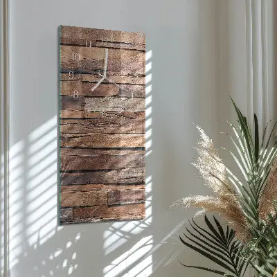 Svislé skleněné hodiny na zeď Dřevo