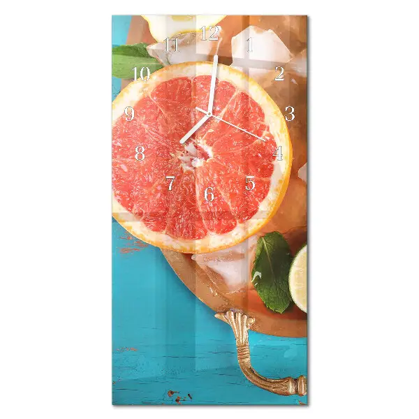 Hodiny s fotkou skleněné svislé Grapefruit