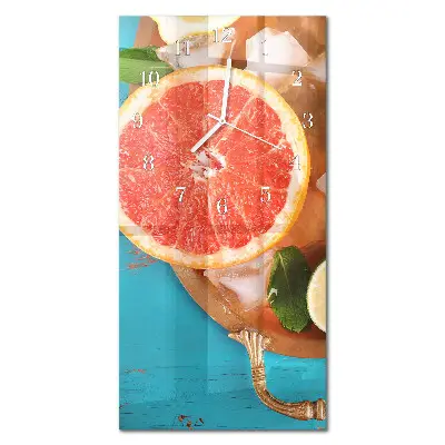 Hodiny s fotkou skleněné svislé Grapefruit