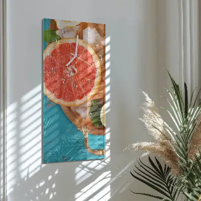 Hodiny s fotkou skleněné svislé Grapefruit
