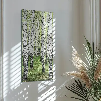 Nástěnné hodiny skleněné svislé Bříza