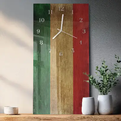 Svislé skleněné hodiny na zeď Italská vlajka